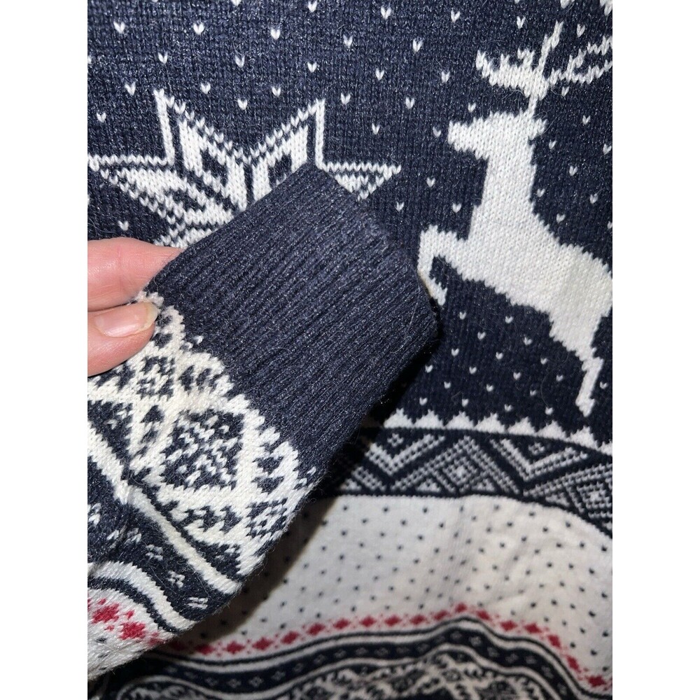 LOGG Sweater Sz M H&M Fair Isle Unisex Deer Snowflakes Nordic Pullover Alpaca - Picture 4 of 9